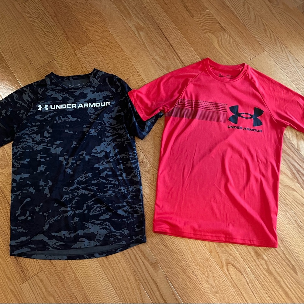 Under Armour Red Shirt and Black Camo Shirt